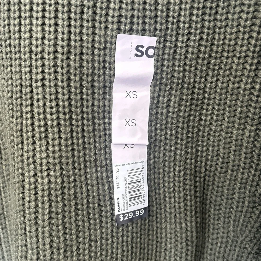 NWT SO Essential Acrylic Crewneck Pullover Sweater Women's Size XS Forest Green